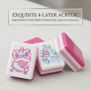Mahjong de luxe américain de Noël, ensemble en acrylique personnalisé à 4 couches, écologique, portable, durable, pour le divertissement, commande minimum 1, rose - Product Image 3