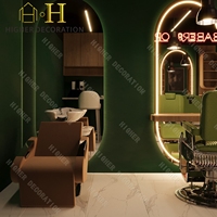Comptoir de Vente Professionnel pour Barbershop, Meuble de Présentation, Poste de Coiffage Sur Mesure avec Miroir Éclairé pour Décoration de Salon de Beauté