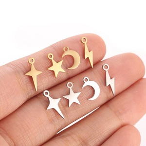 Mini estrella Luna Starlight estrellas dijes de acero inoxidable 18K oro PVD plateado colgantes collar pulsera pendientes suministros de joyería - Product Image 4