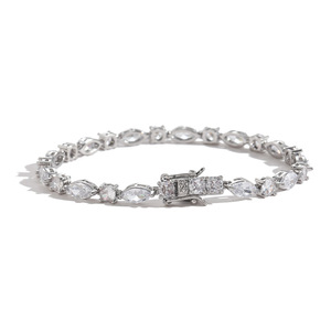 Cadena de tenis para hombre y mujer, pulsera de circonita ojo de caballo, circonita ovalada, joyería combinable, collar de moda Tanjing Lijing - Product Image 4