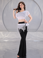 Ensembles de vêtements de danse orientale, de danse exotique, de danse du ventre pour femmes, tenues d'entraînement, ensemble pantalon évasé et foulard de hanche à sequins et cristaux