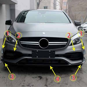 Mercedes-Benz A-Class W176 Front Bumper Lip Canards ABS Body Kit 2016-2018 Front Spoiler Modification Part A176 - Product Image 1