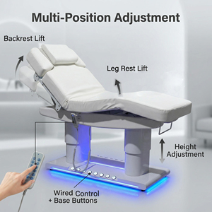 Table <span class=keywords><strong>de</strong></span> massage et <span class=keywords><strong>de</strong></span> beauté électrique chauffante, blanche, silencieuse, avec 2 bases stables, 3 ou 4 moteurs et réglage multi-angles - Product Image 3