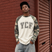 Fabricant OEM ODM de T-shirts à manches longues pour hommes, style camouflage, avec impression de lettres vintage, streetwear, marque privée