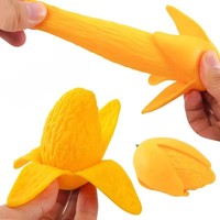 Jouet anti-stress souple en TPR en forme de mangue à peler simulée, idéal pour le bureau et les cadeaux, vente en gros