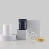 Pot en plastique noir et blanc personnalisé avec couvercle CR, étiquette inviolable, pour herbes sèches et fleurs, 3.5g 5oz 8oz 10oz 18oz