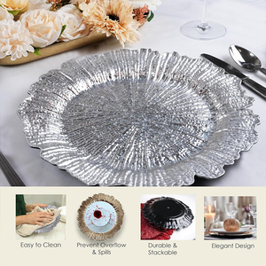 Assiettes décoratives en plastique pour mariage en gros, 13 pouces, Reef Gold Reef, assiettes de présentation en acrylique pour la mise en place de la table de mariage - Product Image 6