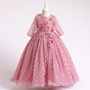 Vestito per Ragazze Nuovo Stile, Abito a Maniche Lunghe con Decorazione Floreale, Abbigliamento Principessa Britannica per Ragazze 12-16 Anni - Product Image 5