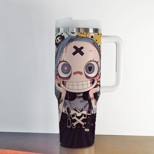 Bouteille d'eau isotherme en acier inoxydable de 40 oz avec poignée et paille, motif dessin animé, vente en gros, pour filles cool, style anime - Product Image 2