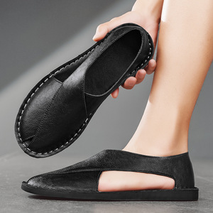 Sandales d'été sportives <span class=keywords><strong>grande</strong></span> <span class=keywords><strong>taille</strong></span> pour hommes, style transfrontalier très populaire, chaussures de conduite à enfiler en <span class=keywords><strong>cuir</strong></span> de vache véritable respirant - Product Image 5