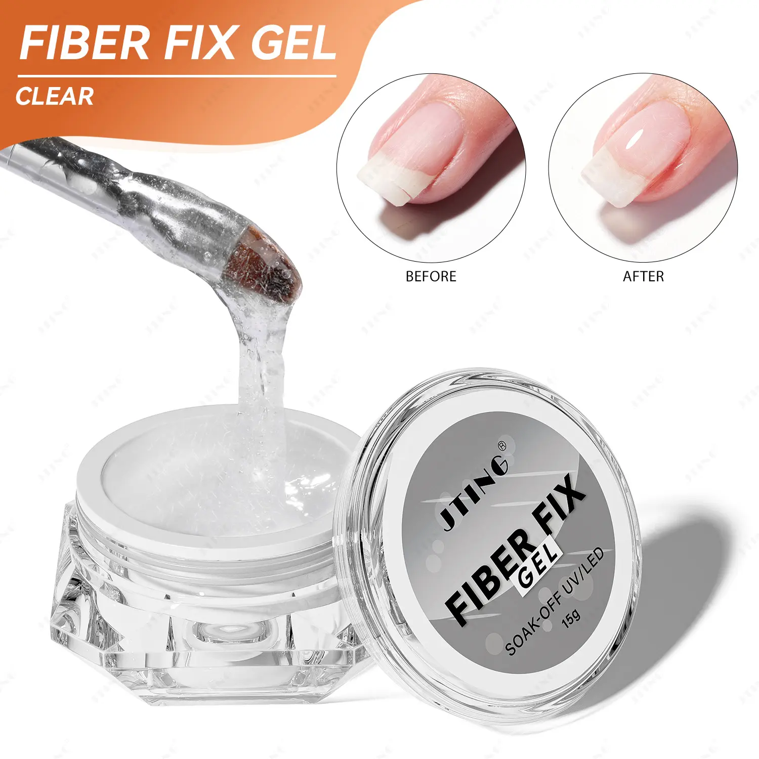 Gel de fijación de fibra JTING, gel de vidrio transparente, constructor de uñas, extensión de reparación, esculpir, construcción, esmalte de gel duro, Etiqueta Privada