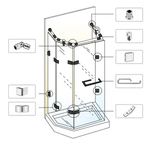 Accessoire de porte en verre pour salle de bain et chambre, tige de support en acier inoxydable pour verre trempé 8-10mm, design moderne, facile à installer - Product Image 5