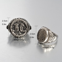Bague de mariage ou de fiançailles pour homme, style vintage punk hip hop, en acier inoxydable 304 316L plaqué argent, design crâne, taille personnalisée