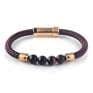 Bracelets de perles en <span class=keywords><strong>cuir</strong></span> pour hommes, perles personnalisées - Product Image 4