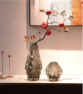 Vase en verre style Ins avec bordure dorée, vase en verre pour salon - Product Image 5