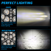 Phare de travail LED rond de 4 pouces, 12 LED, éclairage d'appoint tout-terrain, lampe étanche avec support pour camion, SUV, VTT, Jeep