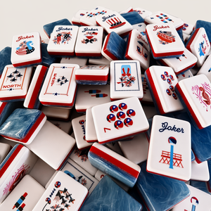 Juego de Mahjong Americano Moderno de Lujo Grabado de 4 Capas, 1-1/4 Pulgadas, Color Limón Chiffon, 160 Fichas, Tapete Imperial Cobalto para Entretenimiento y Póker - Product Image 4