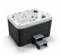 Bain à remous extérieur en acrylique pour 3 personnes avec jets d'hydrothérapie, lumières LED et ozone pour jardin