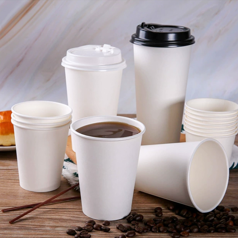 Customized 8oz 6oz Double Lids Holder Logo Printed Pink Kraft Paper Coffee Cups Biodegradable Takeaway Cups for Tea Wall Edible