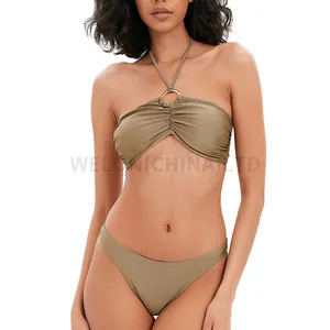 Designer Bikini Swimwear Brazilian Bikini With Halter Straps And High-leg Opening