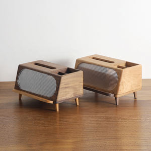 Caja de pañuelos de madera maciza de nogal negro Almacenamiento multifuncional con control remoto para el hogar o la oficina Escritorio Sala de estar - Product Image 4