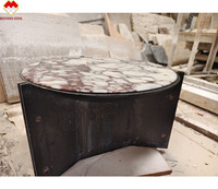 Mobilier de maison Table basse en marbre Calacatta Viola italienne moderne Plateau rond en marbre violet Calcutta avec pied en métal
