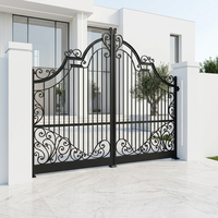 Portail battant classique en fer forgé noir pour villa/jardin/ferme – Panneaux de clôture extérieurs au design classique pour entrée de maison et allée