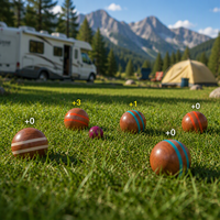 Jeu de boules de pétanque en bois YumuQ, jeu de bocce pour l'extérieur, jeu de boccia avec sac de transport pour la pelouse, la plage et les sports de plein air