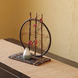Jarrón de Bambú Luna Llena, Redondo, Estilo Zen, Decorativo, Accesorio para la Ceremonia del Té en el Hogar - Product Image 1