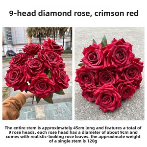 <span class=keywords><strong>Bouquet</strong></span> en Gros <span class=keywords><strong>de</strong></span> Fleurs Artificielles en Soie, 9 Roses Diamant pour Mariage et Décoration Intérieure - Product Image 6
