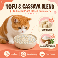 Litière pour chat de qualité supérieure à base de tofu et de manioc, faible teneur en poussière, contrôle des odeurs, nettoyage facile, vente en gros pour les animaleries et les distributeurs