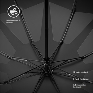 ร่มพับสามตอน พับง่าย ปิดง่าย สีพื้น สำหรับผู้ชาย แบบกลับด้านได้ ขายส่ง รับพิมพ์ลาย - Product Image 4