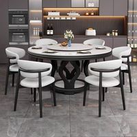 Moderner Italienischer Stil Hochwertiges Minimalistisches Schiefer-Esstisch-Stuhl-Set für den Hausgebrauch Massivholztisch mit Drehbarem Tablett Luxuriös