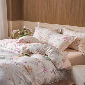 Parure de lit quatre pièces en Tencel, coton et lin, imprimé floral frais, teinture réactive, style drap, pour toutes les saisons - Product Image 1