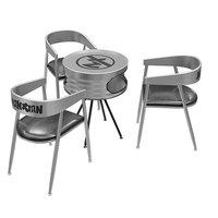 Meubles industriels et commerciaux en fer forgé argenté, design créatif de seau à huile, pour bar à café, restaurant, hôtel, table et chaise de salon