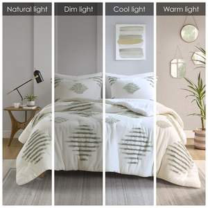 DB Super King King Size 3-Piece Cotton Blend Chenille <b>Comforter</b> <b>Set</b> 100% Cotton Floral Pattern Plain for Home Wedding Hospital - Product Image 4