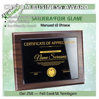 Plaque de récompense personnalisable en bois avec licence d'autorisation d'entreprise en cristal pour la reconnaissance des réalisations