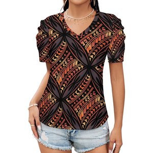 Gran oferta, <span class=keywords><strong>camiseta</strong></span> de <span class=keywords><strong>manga</strong></span> corta con diseño de logotipo personalizado, <span class=keywords><strong>Camiseta</strong></span> deportiva para mujer, <span class=keywords><strong>camiseta</strong></span> de talla grande con cuello en V de verano con estampado samoano - Product Image 2