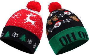 Bonnet tricoté unisexe épais et chaud pour l'hiver, motif renne et flocon de neige, idéal pour les fêtes de Noël, style décontracté - Product Image 2