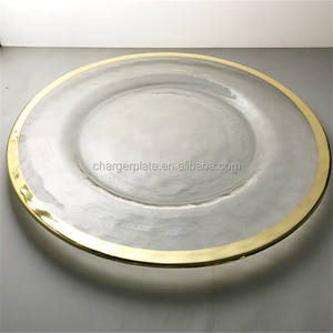 Platos de Cristal para Servir con Borde Metálico en Dorado/Plateado/Morado/Verde para Eventos, Bodas, Navidad - Product Image 3