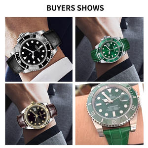 Bracelets de <span class=keywords><strong>montre</strong></span> de luxe en cuir véritable grain de crocodile pour hommes pour Rolex SUB-MARINER DAY-TONNA GMT avec fermoir déployant - Product Image 5
