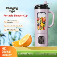 Mixeur Portable Rechargeable USB 700ml avec Écran Numérique HD pour Broyer la Glace et Préparer des Jus, Idéal pour les Voyages en Extérieur
