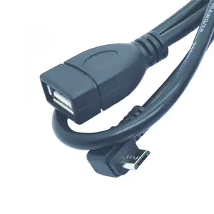 OTG מיקרו USB נתונים כבל זווית נכונה זכר מיקרו USB לנקבה USB מתאם כבל