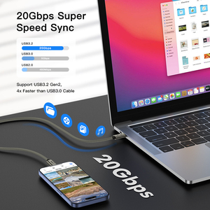 Cable tipo C de 3 pies y 6 pies con entrega de energía para <span class=keywords><strong>Apple</strong></span> MacBook, Huawei, Matebook, iPad Pro, Chromebook, PD100W, 3,<span class=keywords><strong>2</strong></span>, - Product Image 5