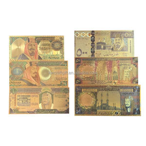 مجموعة أوراق نقدية سعودية من الذهب عيار 24 قيراط (6 قطع) لغرض الترويج، ريال سعودي 999، مطلية بالبلاستيك لجمع المقتنيات - Product Image 3