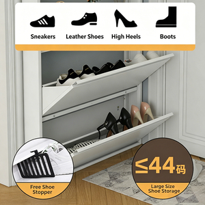 Nordic Style White Metal Flip Shoe Storage Unit Perforated Backboard Hallway Multi Storage For Scarf Key Storybooks Security - Product Image 4