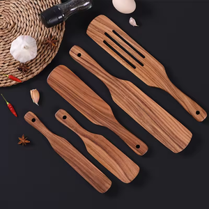 Acacia Teak 2025 Juego de 4 accesorios de cocina profesionales Spurtle de madera y soporte de herramientas de silicona Juegos de herramientas de cocina - Product Image 2
