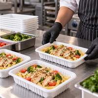 Wegwerp witte PP voedseltray, blisterverpakt, magnetronbestendig, food grade, geschikt voor vlees, groenten, fruit, supermarkt, catering, groothandel
