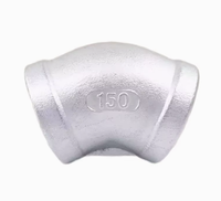 Raccord coudé universel TapLink 150 lb fileté à 45 degrés en acier inoxydable poli, tête hexagonale moulée pour tuyaux d'eau et d'huile