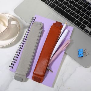 Luxury Faux Leather Pen Bag Adjustable Pen Sleeve Pouch Elastic Band Zipper Pen Pouch for <b>Notebook</b> Planners - Product Image 1